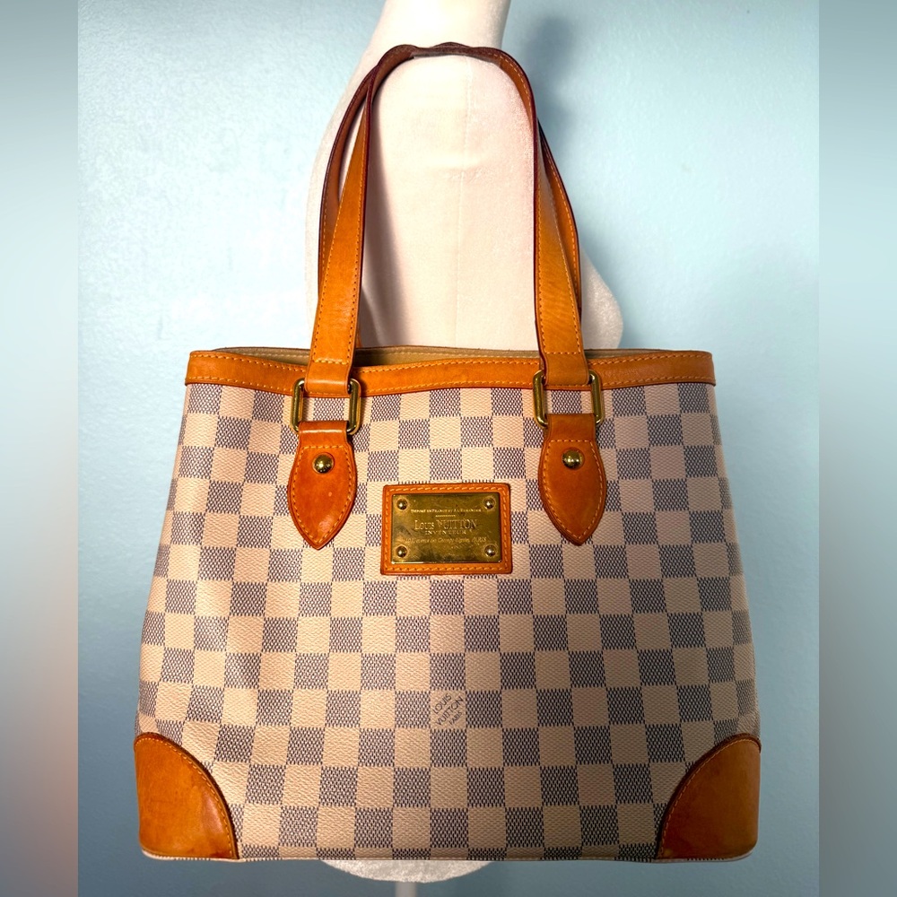 LOUIS VUITTON DAMIER AZUR HAMPSTEAD PM w/Dust Bag and Authentication, VGUC